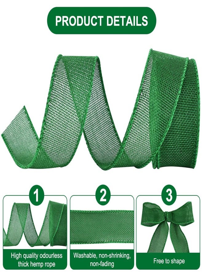 TONIFUL Burlap Green Wired Ribbon, 1 1/2 inch 10 Yard Jute Ribbon for Decoration Bows Tree Toppers Ribbons Craft Gift Wrapping Wreath Sewing, for Christmas Wreath Decor - Image 3